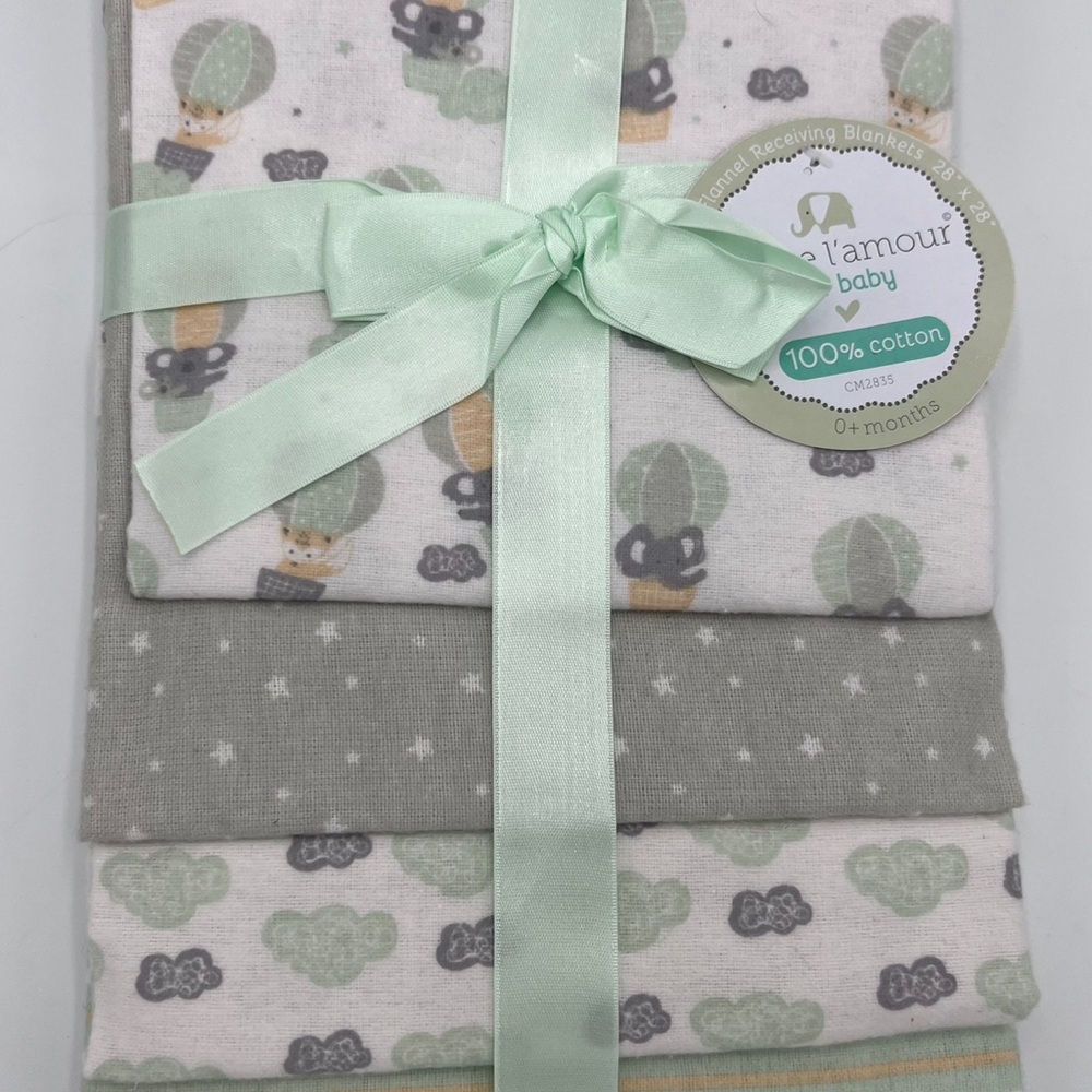 100% COTTON 4 PACK RECEIVING BLANKETS - Picture 3 of 9